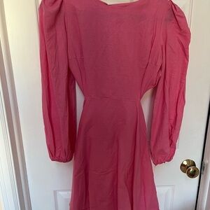 Pink Mini Dress with Puff Sleeves